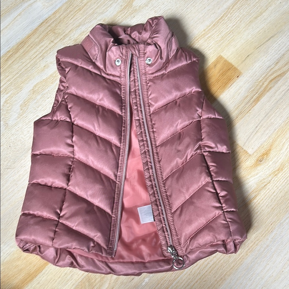 Pink Puffer Vest with Faux Fur Hood - Picture 5 of 8